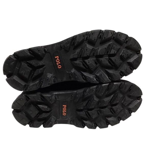 Polo Ralph Lauren Duck Boots Men10.5 Black Oslo Hydroguard Leather Suede NEW - Picture 8 of 9